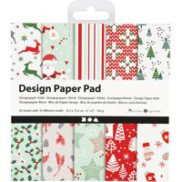 Design papierblok, vel 15,2x15,2 cm, 120 gr, groen, rood, wit, 50 vel/ 1 doos - thumbnail