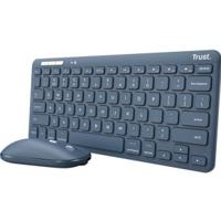 Trust lyra multi-device wireless keyboard & mouse, desktopset (blauw, us lay-out, scissor switches, 800 - 1.600 dpi, 2,4 ghz usb, bluetooth, 65%) - thumbnail