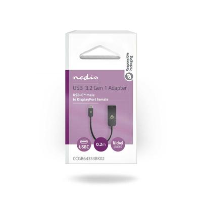 Nedis USB-C Adapter | USB-C Male naar DisplayPort Female | 0.2 m | 1 stuks - CCGB64353BK02 CCGB64353BK02 Nedis USB-C Adapter | USB-C Male naar DisplayPort Female | 0.2 m | 1 stuks - CCGB64353BK02 CCGB64353BK02