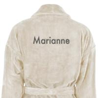 Dames badjas borduren - Beige - L/XL - thumbnail