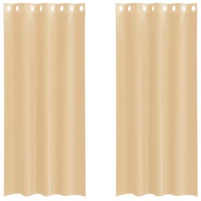 Gordijnen Voile met doorvoertules 2 st zand Gordijnen Voile met doorvoertules 2 st zand