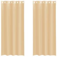 Gordijnen Voile met doorvoertules 2 st zand - thumbnail