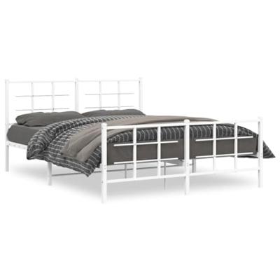 Bedframe met hoofd- en voeteneinde metaal wit 150x200 cm