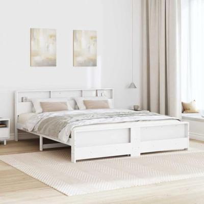 Bedframe met hoofdeinde Wit 180 x 200 cm Massief grenenhout Bedframe met hoofdeinde Wit 180 x 200 cm Massief grenenhout