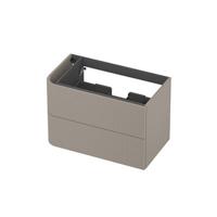 INK - Links Afgeronde Onderkast Gelakt 2 Laden Softclose met Gefreesd Front Tbv Grepen - 800x450x520 Mm - Mat Creme Cotton - thumbnail