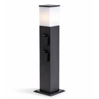 Rustic M Buitenstopcontactpaal 51cm - LED sokkellamp met buitenstopcontact - 4 stopcontacten - IP44 waterdicht - E27 fitting - Zwart - Tuinlantaarn - thumbnail