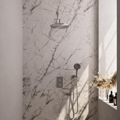 Brauer Brushed Carving Thermostatische Regendoucheset Inbouw - Hoofddouche 30 cm - Gebogen Wandarm - 3 Weg - Handdouche 3 Standen - Doucheslang - Wandaansluitbocht - Rvs