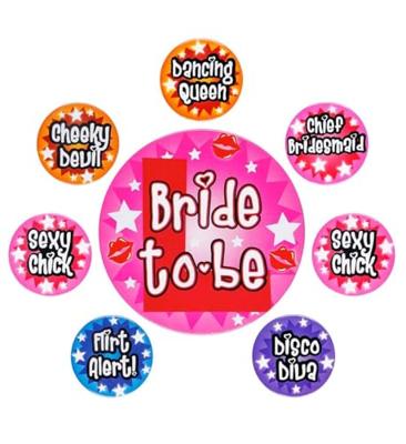 Set van 8 Buttons Vrijgezellen feest dames