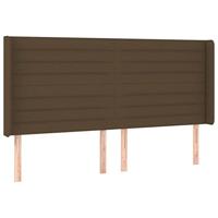 Hoofdbord met randen 203x16x118/128 cm stof donkerbruin - thumbnail