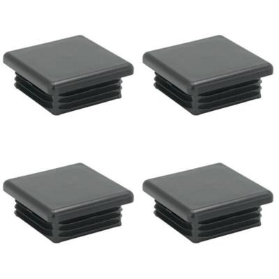 Inslagdop/meubeldop zwart vierkant 4,5 bij 4,5 cm en hoogte 0,4 cm van kunststof - 4 stuks