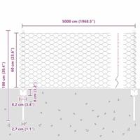 VidaXL Hek met paal zilver 0,6 x 50 m staal - thumbnail