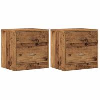 Nachtkastjes 2 st 40x30x40 cm bewerkt hout oud houtkleurig - thumbnail