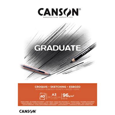 Schetspapier Canson Graduate Sketch 40vel 96gr A3 natuurlijk wit | 5 stuks