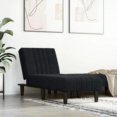 Chaise longue fluweel zwart