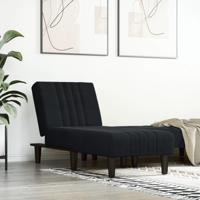 Chaise longue fluweel zwart - thumbnail