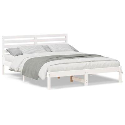 Bedframe met hoofdeinde Wit 140 x 200 cm Massief grenenhout