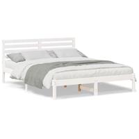 Bedframe met hoofdeinde Wit 140 x 200 cm Massief grenenhout - thumbnail