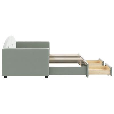 Slaapbank onderschuifbed en lades 80x200 cm fluweel lichtgrijs