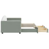 Slaapbank onderschuifbed en lades 80x200 cm fluweel lichtgrijs - thumbnail