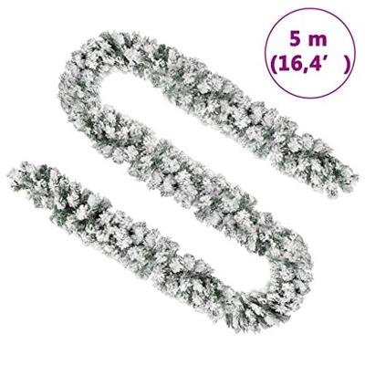 VidaXL Kerstslinger met sneeuw 5 m pvc groen - thumbnail