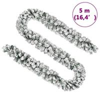 VidaXL Kerstslinger met sneeuw 5 m pvc groen - thumbnail