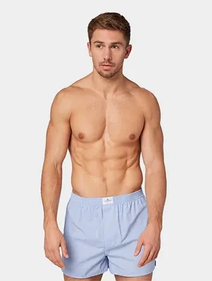 Tom Tailor 2-pak - wijde boxershorts - Dakota - 100% katoenen lichtblauwe losse heren boxershorts