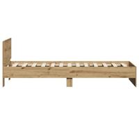 Bedframe artisanaal eikenkleurig 90 x 190 cm Bewerkt hout - thumbnail