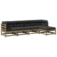 5-delige Loungeset met kussens geïmpregneerd grenenhout - thumbnail