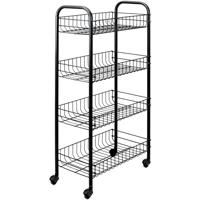 Tomado-Metaltex Keuken/Badkamer Opbergtrolley Pisa met 4 Manden Zwart - thumbnail