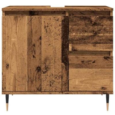 Badkamerkast 65x33x60 cm bewerkt hout oud houtkleurig
