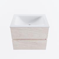 MONDIAZ VICA 60cm badmeubel onderkast Underlayment 2 lades. Wastafel CLOUD midden 1 kraangat, kleur Talc. - thumbnail