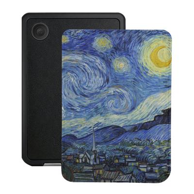 Lunso Kobo Clara BW / Clara Colour hoesje (6 inch) - Vegan Saffiano Leren Sleep Cover - Van Gogh Sterrennacht