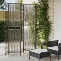 Kamerscherm 5 panelen poly rattan grijs - thumbnail