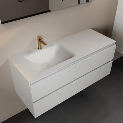 MONDIAZ AIVY 120cm badmeubel Talc, wastafel Talc solid surface links 1 kraangat (AI-351631TALC-SI - AI-M120TALI)