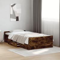 Bedframe met lades bewerkt hout gerookt eikenkleurig 90x190 cm - thumbnail