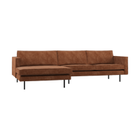 WOOOD Rodeo bank chaise longue links ribstof Roestbruin - thumbnail