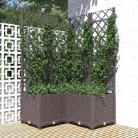 VidaXL Plantenbak met latwerk 80x80x136 cm polypropeen bruin - thumbnail