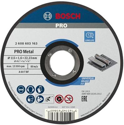 Bosch Accessories 2608603163 2608603163 Doorslijpschijf recht 115 mm 1 stuk(s) Staal