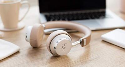HER HF8 On Ear headset Bluetooth, Kabel Beige, Zilver Volumeregeling