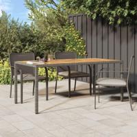 Tuintafel 190x90x75 cm poly rattan en acaciahout grijs - thumbnail