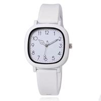 LGT Wit dameshorloge - minimalistische vierkante kast & siliconen band - thumbnail
