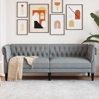 Driezitsbank Chesterfield-stijl stof lichtgrijs - thumbnail