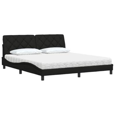 Bed met matras stof zwart 180x200 cm Bed met matras stof zwart 180x200 cm