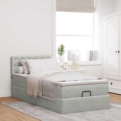 Ottoman bed met matras en LED's 120x200 cm fluweel lichtgrijs