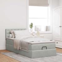 Ottoman bed met matras en LED's 90x190cm fluweel lichtgrijs - thumbnail