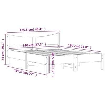 Bedframe zonder matras massief grenenhout wit 120x190 cm Bedframe zonder matras massief grenenhout wit 120x190 cm