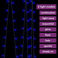 VidaXL Lichtsnoergordijn met 300 led&apos;s en 8 functies 3x3 m blauw - thumbnail