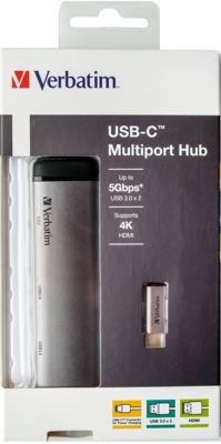 Verbatim USB 3.2 Gen 1 multiport hub, USB-C > 2x USB-A + USB-C + HDMI usb-hub