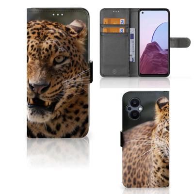 OPPO Reno 8 Lite | OnePlus Nord N20 | Telefoonhoesje | Met pasjeshouder | Luipaard