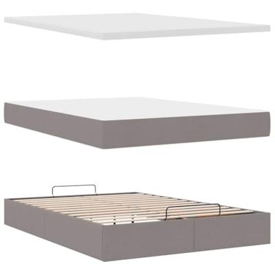Ottoman bed met matras en LED's 140x200cm stof taupe